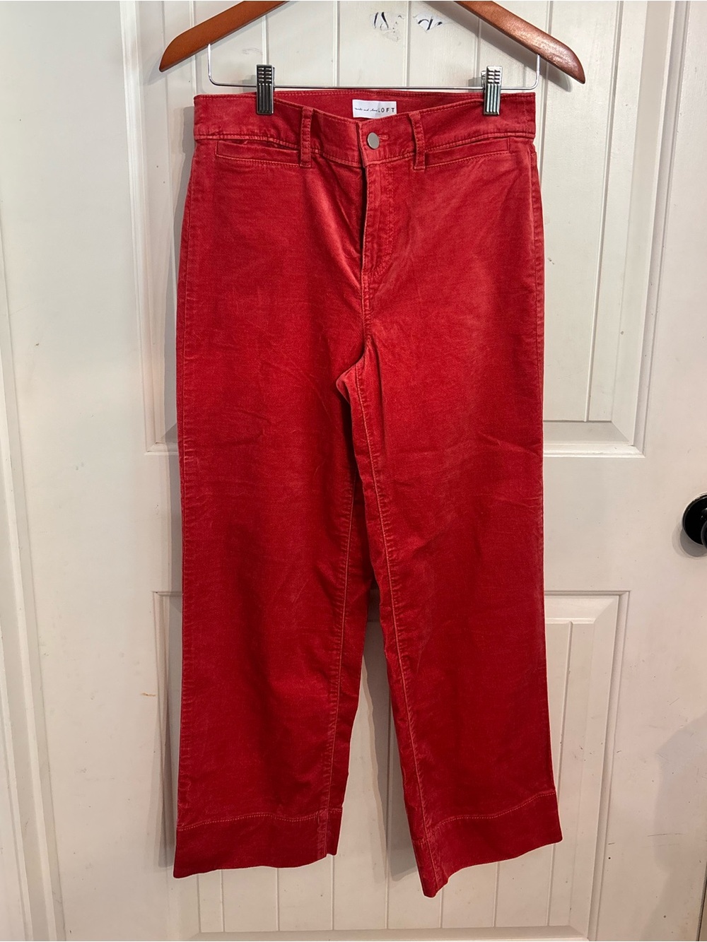 LOFT Wide-Leg High-Rise Jeans in Red